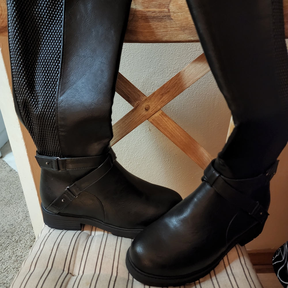 Easy Street Black Textured Over the Knee Boots